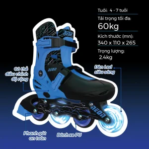 Alternative view of Patin Neon Inline Yvolution xanh dương